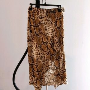 Midi skirt animal print button details raffle